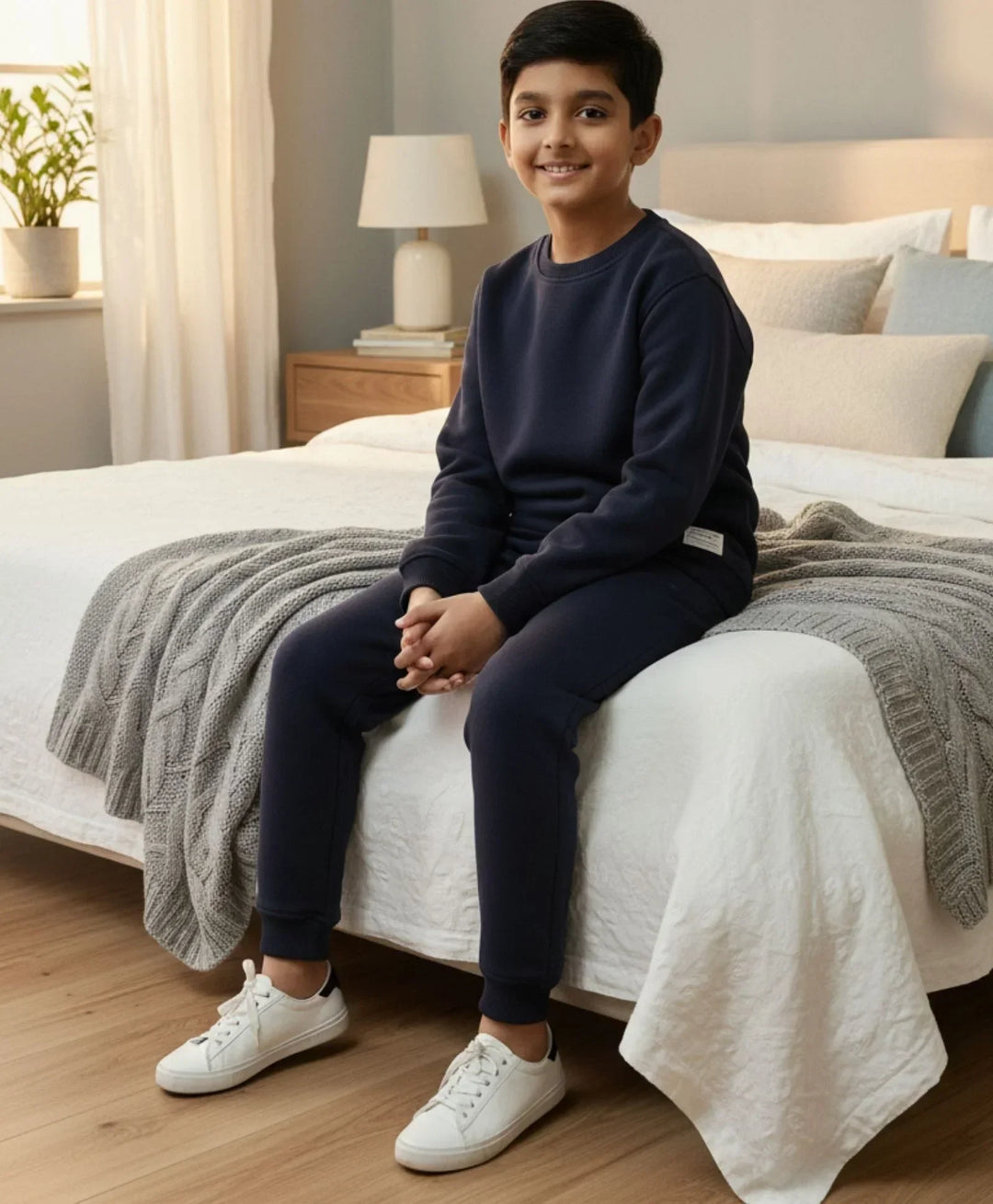 UNBOUND ESSENTIALS FLEECE SWEATSHIRT JOGGER SET - NAVY - Anthrilo 