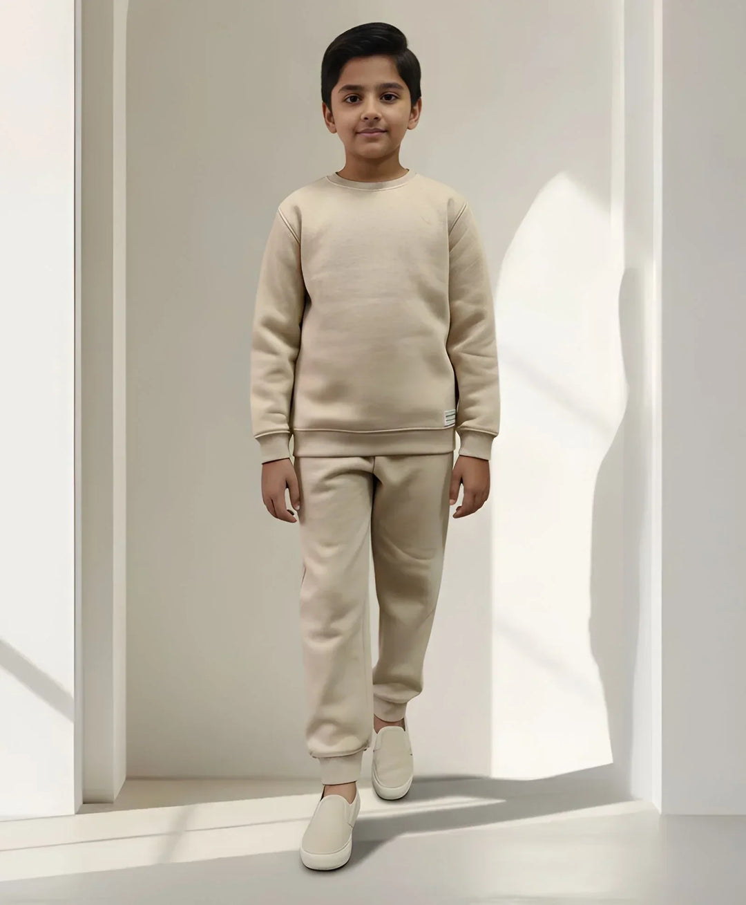 NEW ESSENTIALS FLEECE SWEATSHIRT JOGGER SET - BEIGE - Anthrilo 