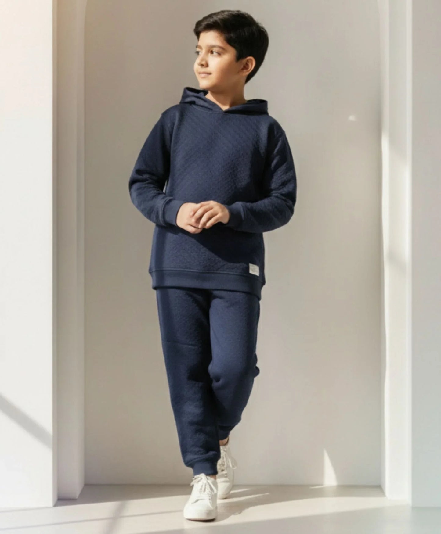 MINIMAL ESSENTIALS FLEECE HOODIE JOGGER SET - NAVY