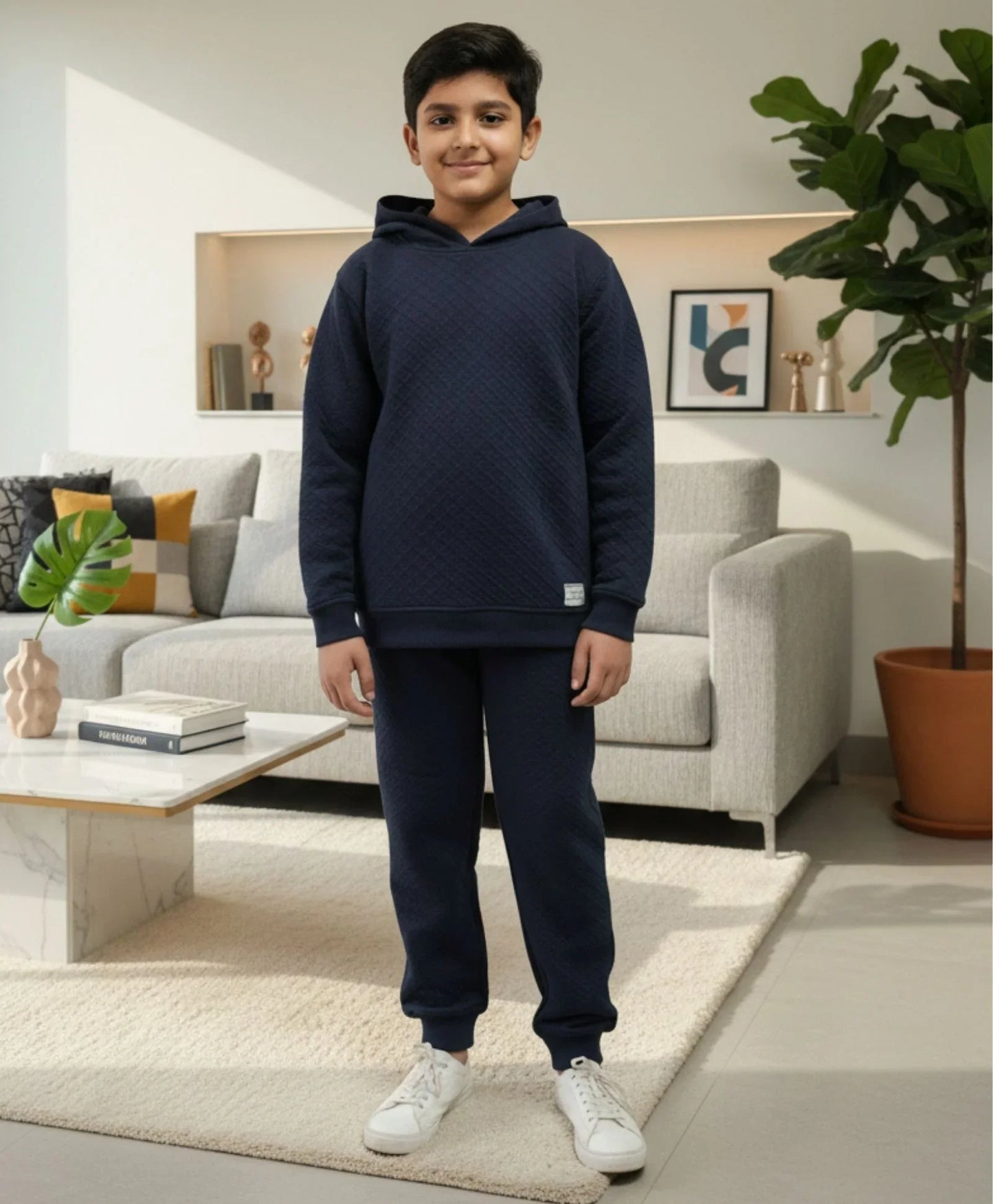 MINIMAL ESSENTIALS FLEECE HOODIE JOGGER SET - NAVY