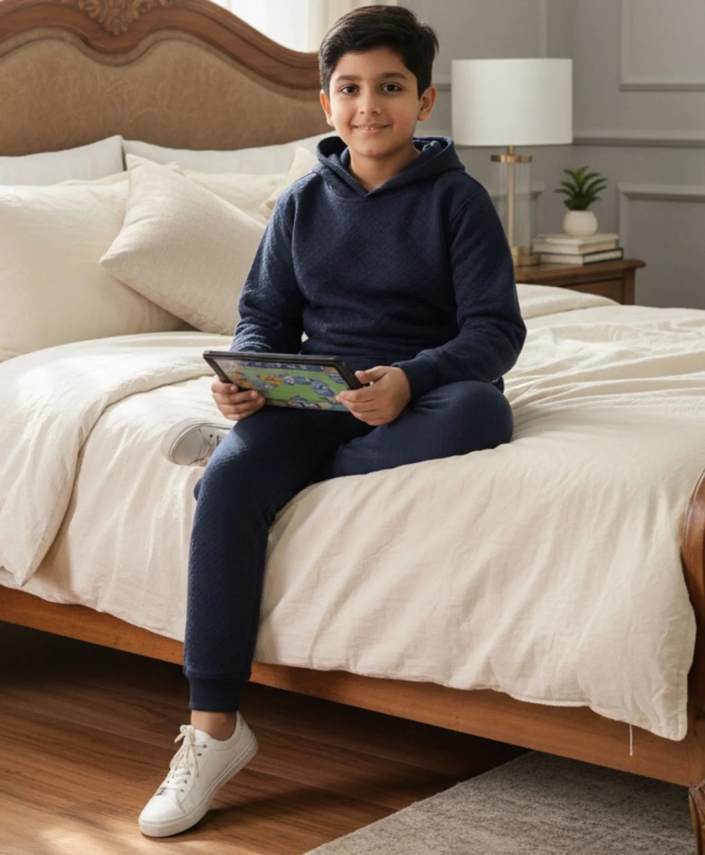 MINIMAL ESSENTIALS FLEECE HOODIE JOGGER SET - NAVY