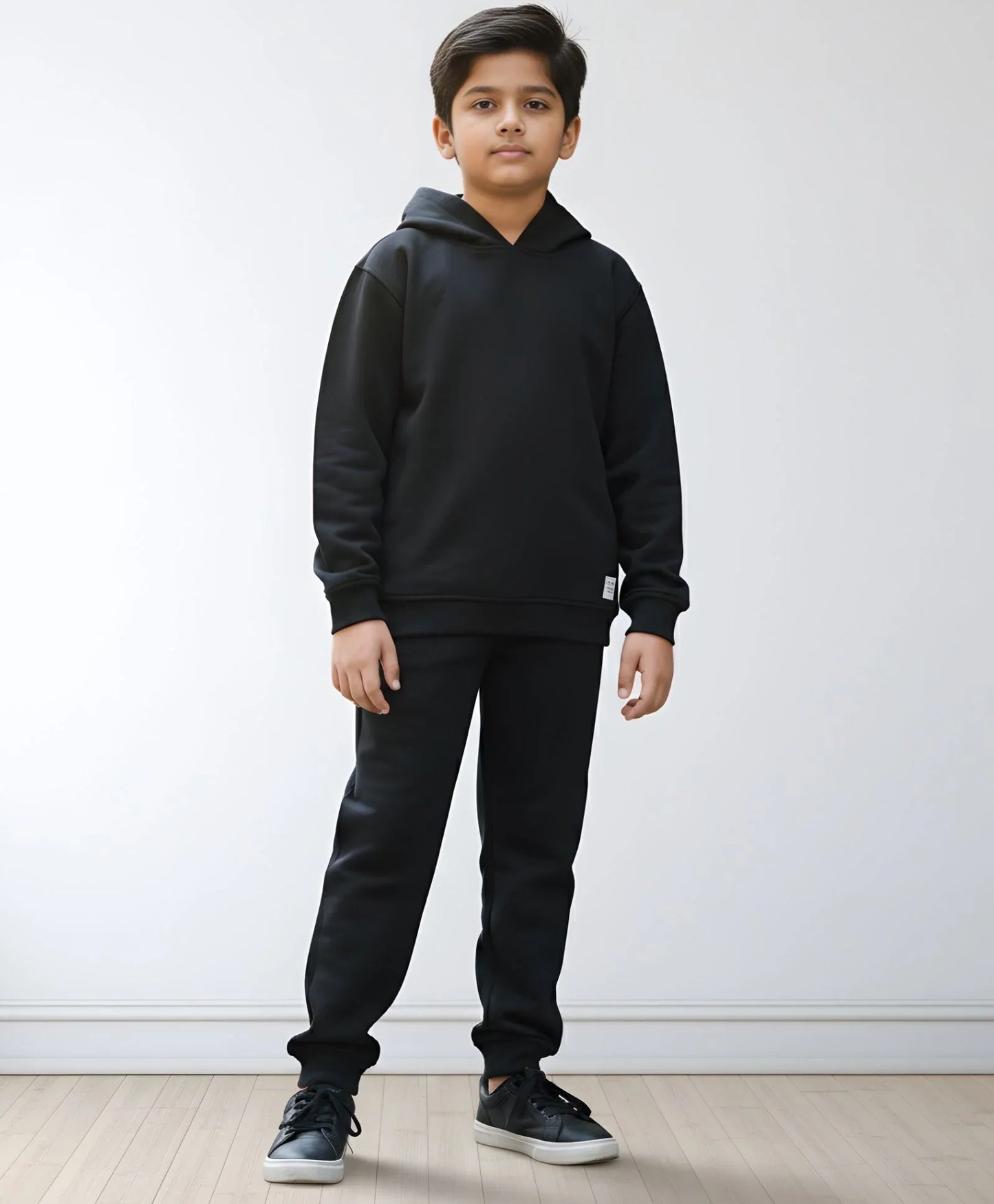 REBEL ESSENTIALS FLEECE HOODIE JOGGER SET - BLACK