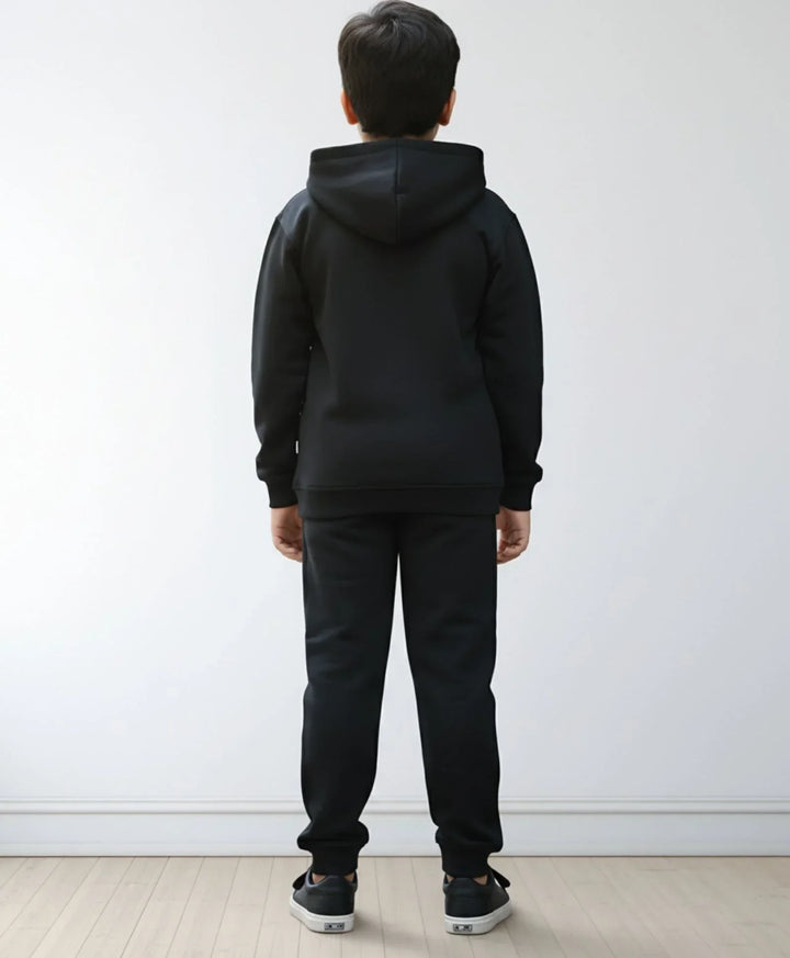 REBEL ESSENTIALS FLEECE HOODIE JOGGER SET - BLACK - Anthrilo 