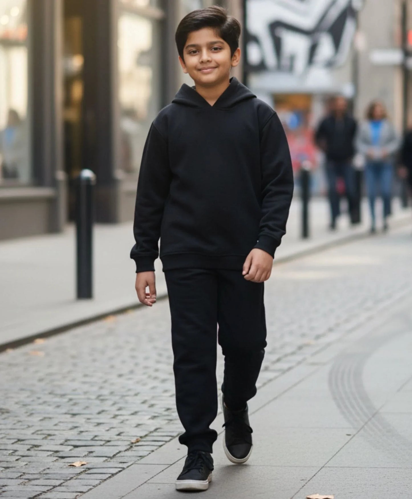 REBEL ESSENTIALS FLEECE HOODIE JOGGER SET - BLACK