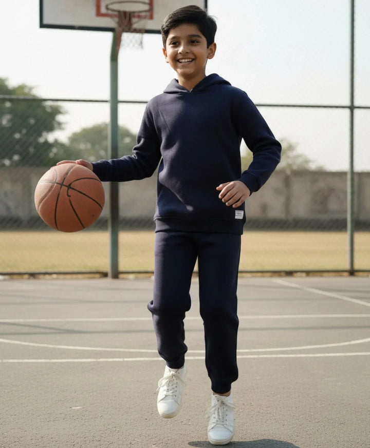 UNBOUND ESSENTIALS FLEECE HOODIE JOGGER SET - NAVY - Anthrilo 