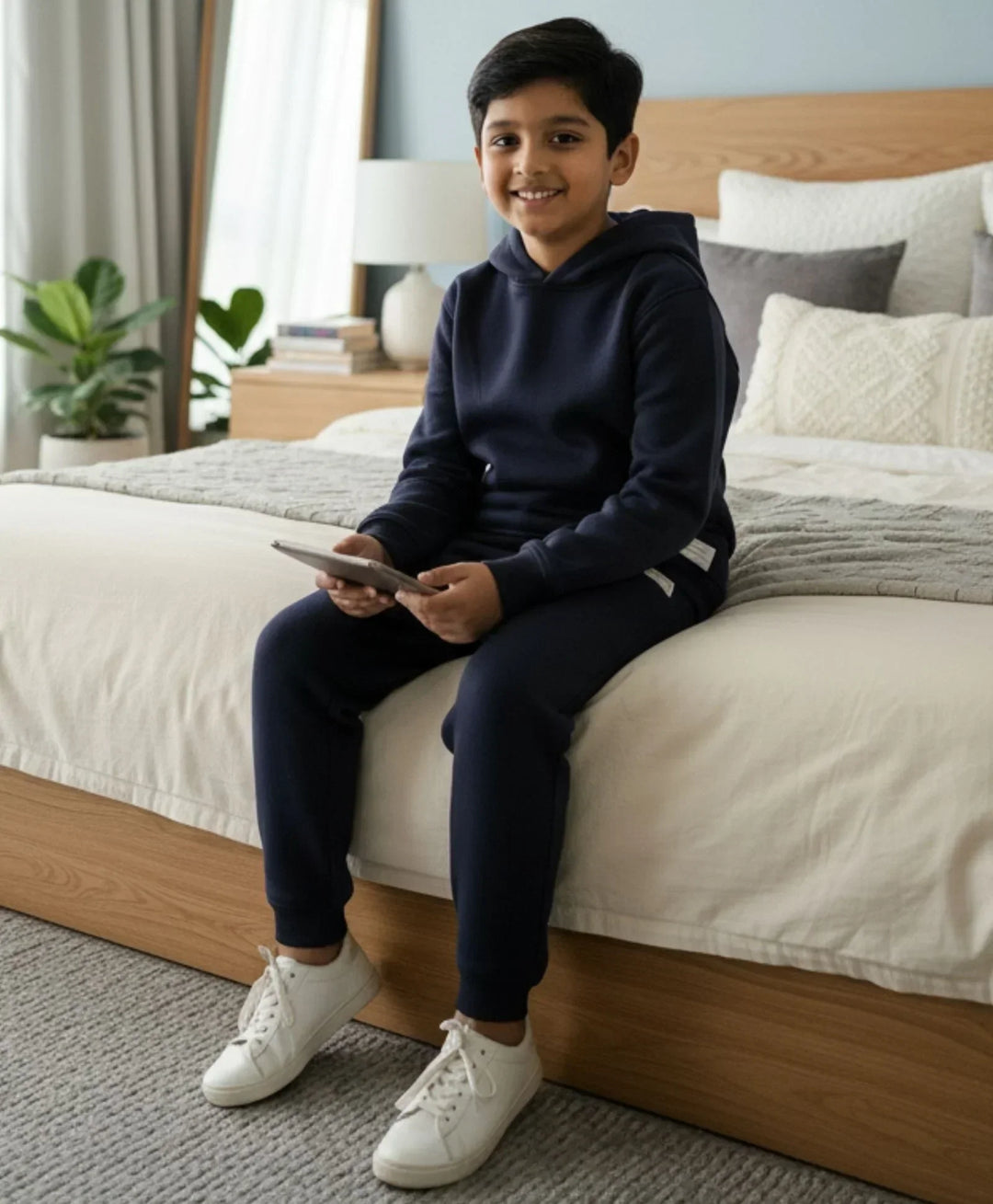 UNBOUND ESSENTIALS FLEECE HOODIE JOGGER SET - NAVY - Anthrilo 