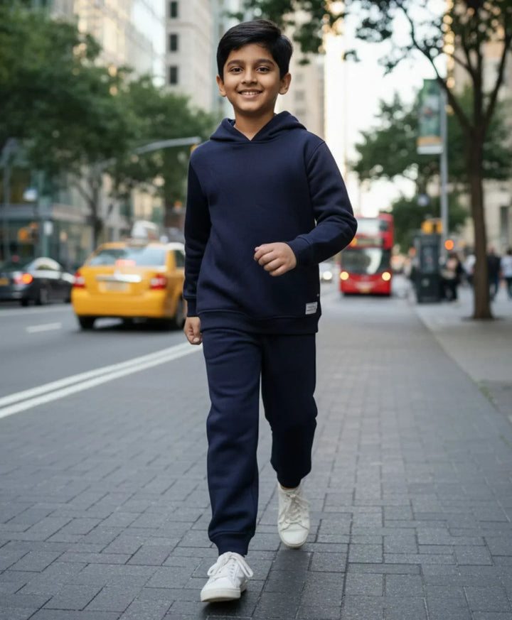 UNBOUND ESSENTIALS FLEECE HOODIE JOGGER SET - NAVY - Anthrilo 