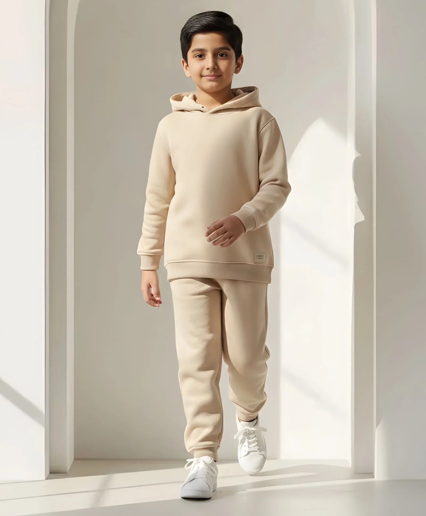 NEW ESSENTIALS FLEECE HOODIE JOGGER SET - BEIGE