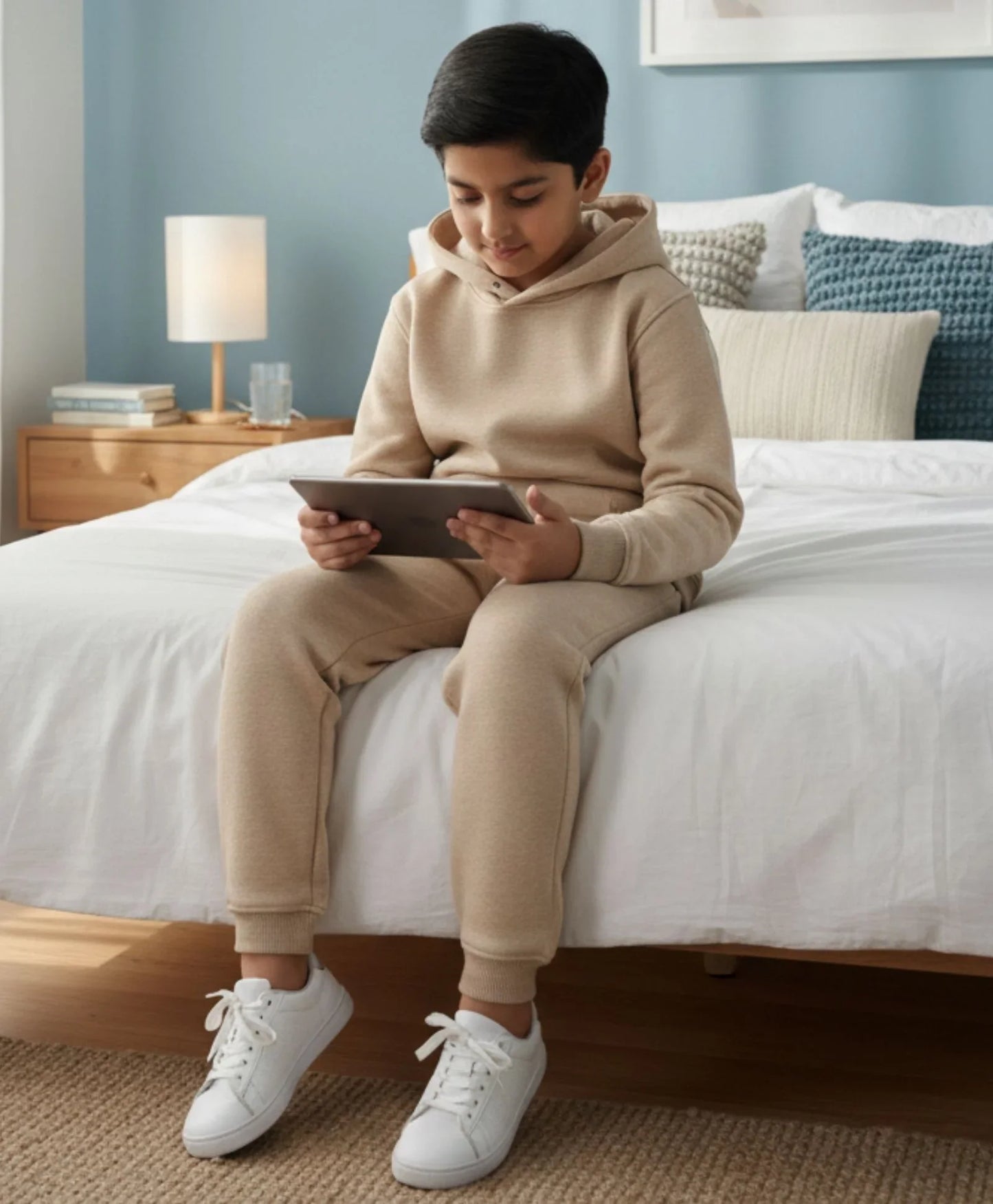 NEW ESSENTIALS FLEECE HOODIE JOGGER SET - BEIGE