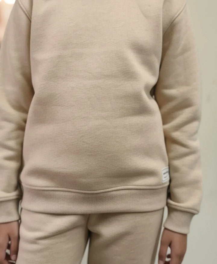 NEW ESSENTIALS GIRLS FLEECE SWEATSHIRT JOGGER SET - BEIGE - Anthrilo 