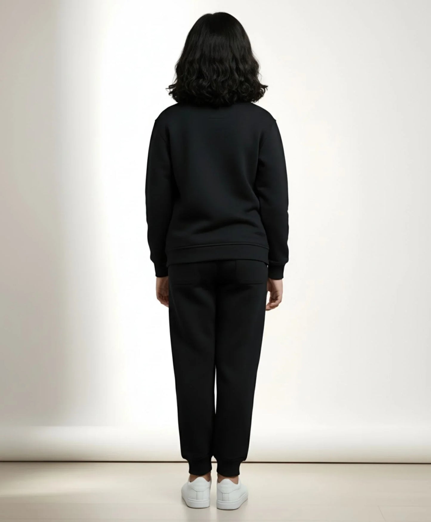 REBEL ESSENTIALS GIRLS FLEECE SWEATSHIRT JOGGER SET - BLACK