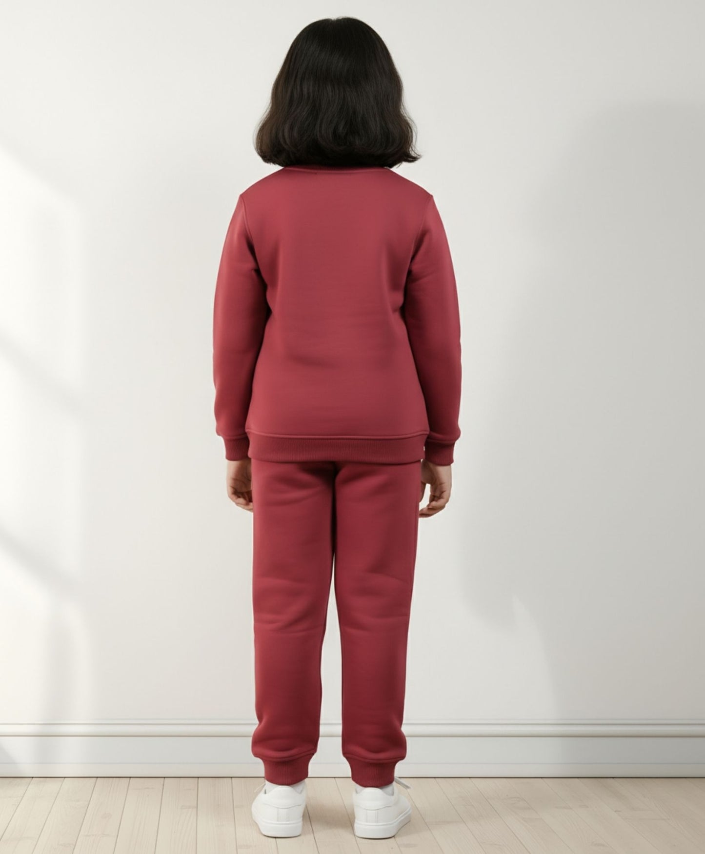 BEYOND BASIC GIRLS FLEECE SWEATSHIRT JOGGER SET - WINE