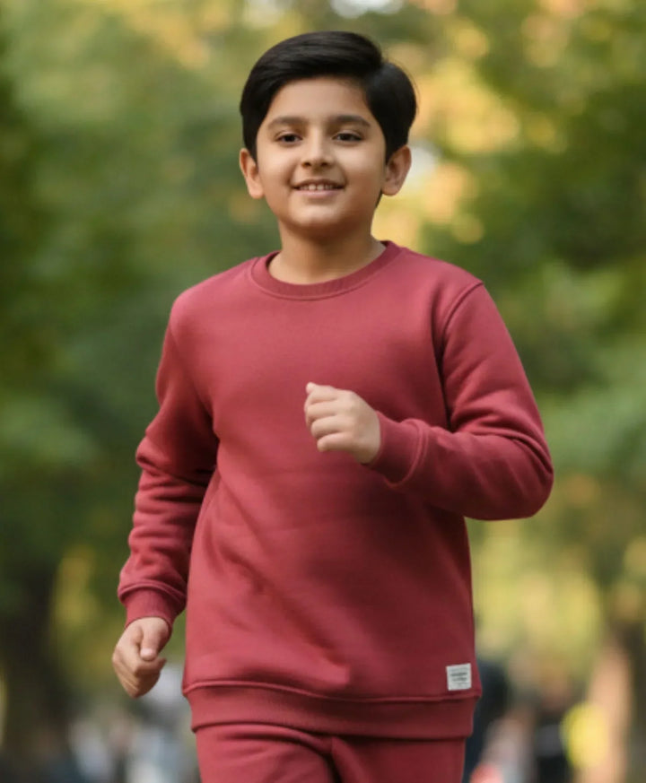 BEYOND BASIC BOYS FLEECE SWEATSHIRT - WINE - Anthrilo 