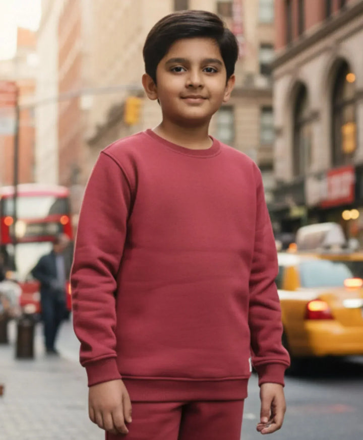BEYOND BASIC BOYS FLEECE SWEATSHIRT - WINE - Anthrilo 