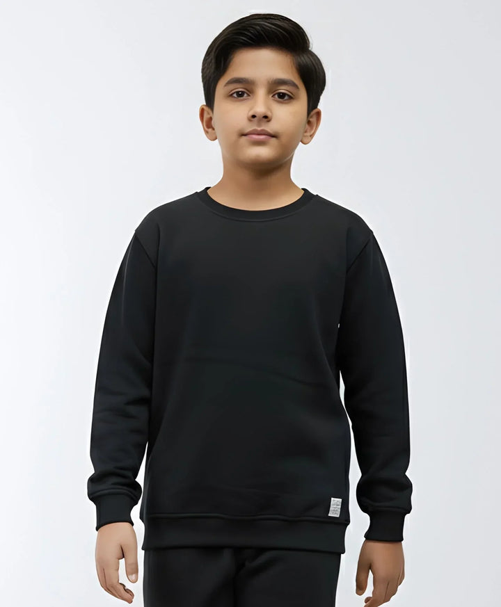 REBEL ESSENTIALS BOYS FLEECE SWEATSHIRT - BLACK - Anthrilo 