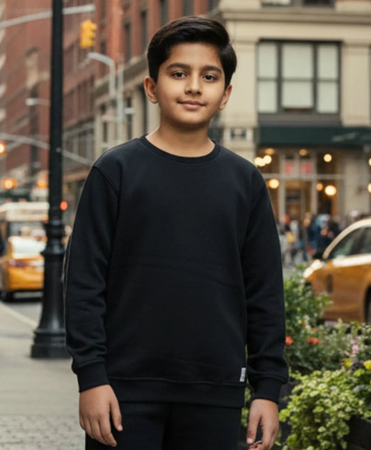 REBEL ESSENTIALS BOYS FLEECE SWEATSHIRT - BLACK