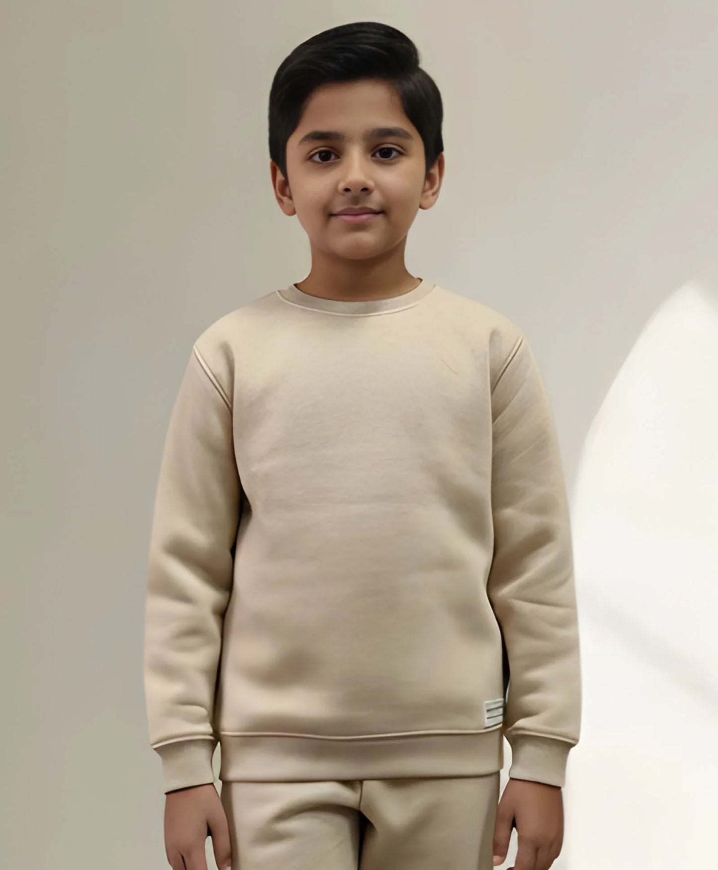 NEW ESSENTIALS BOYS FLEECE SWEATSHIRT - BEIGE