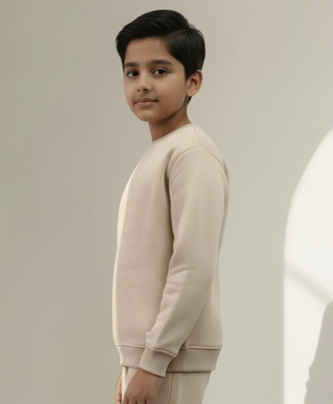 NEW ESSENTIALS BOYS FLEECE SWEATSHIRT - BEIGE - Anthrilo 