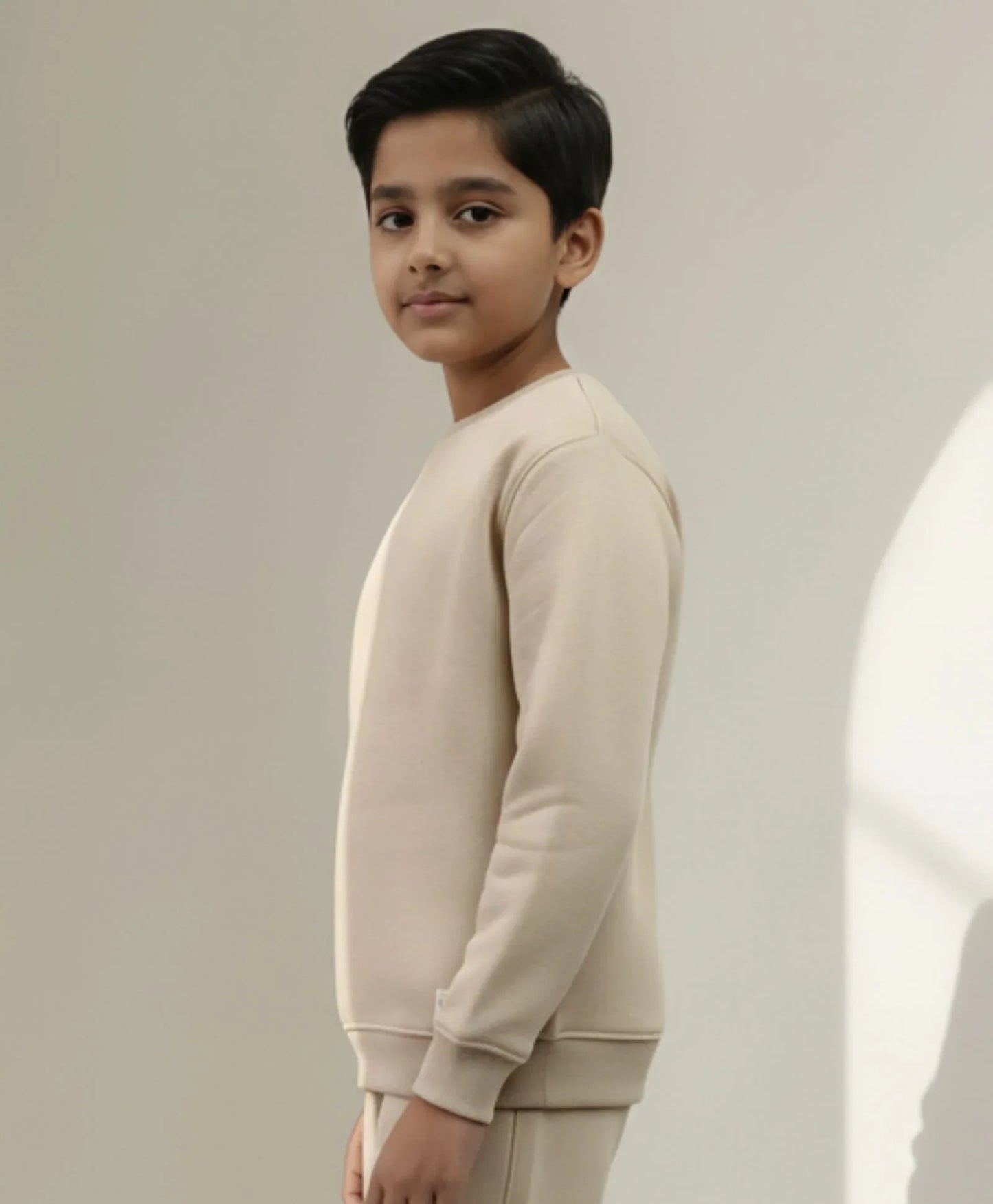 NEW ESSENTIALS BOYS FLEECE SWEATSHIRT - BEIGE