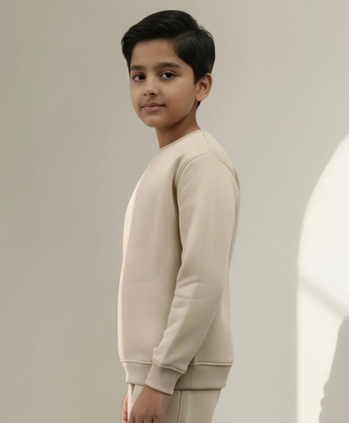 NEW ESSENTIALS BOYS FLEECE SWEATSHIRT - BEIGE - Anthrilo 