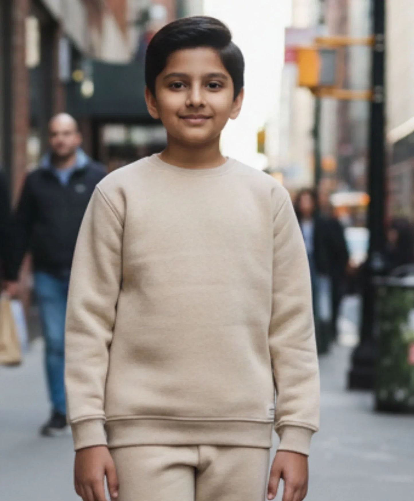 NEW ESSENTIALS BOYS FLEECE SWEATSHIRT - BEIGE