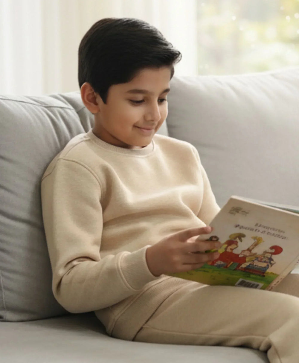 NEW ESSENTIALS BOYS FLEECE SWEATSHIRT - BEIGE - Anthrilo 