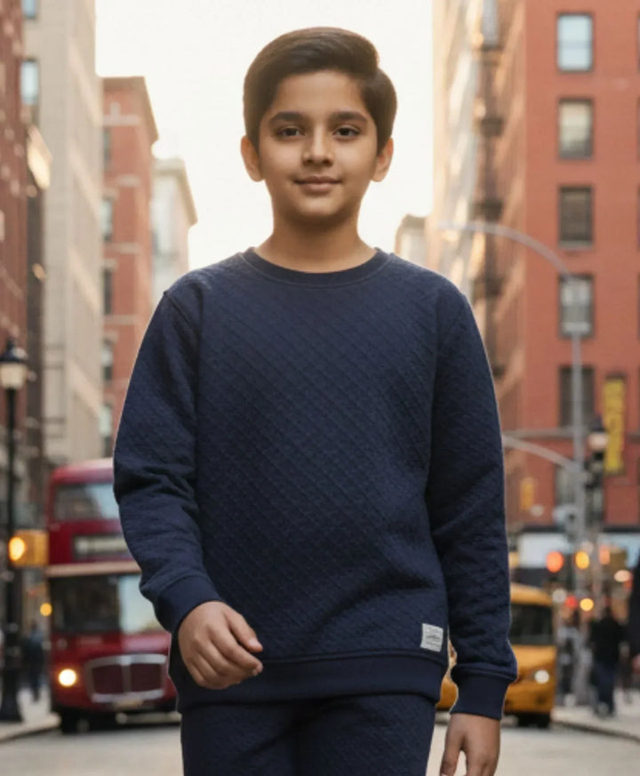 MINIMAL ESSENTIALS BOYS FLEECE SWEATSHIRT - NAVY - Anthrilo 