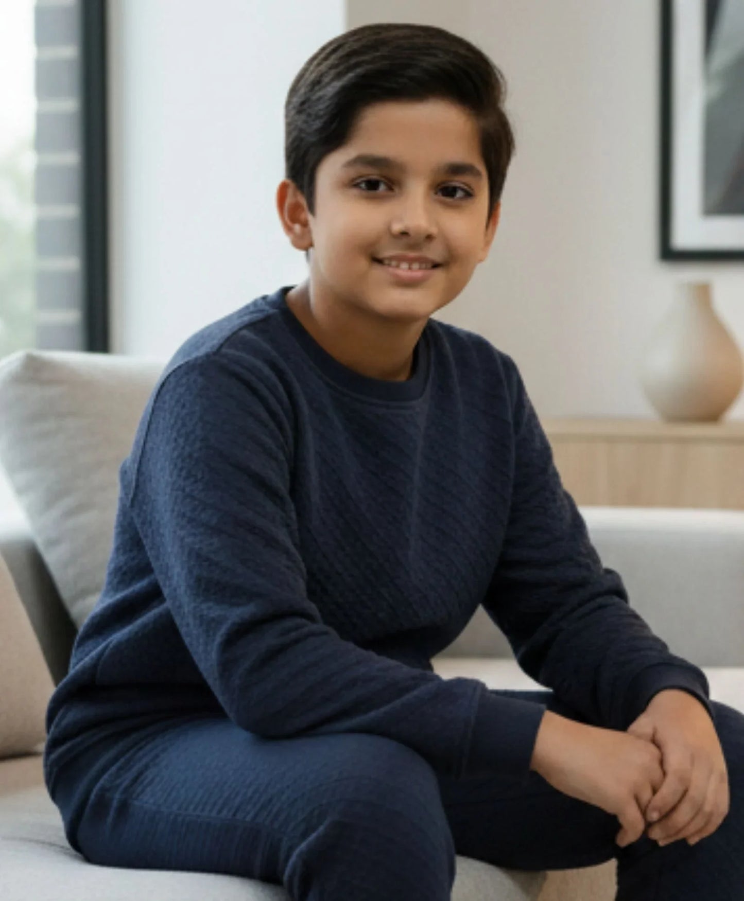 MINIMAL ESSENTIALS BOYS FLEECE SWEATSHIRT - NAVY