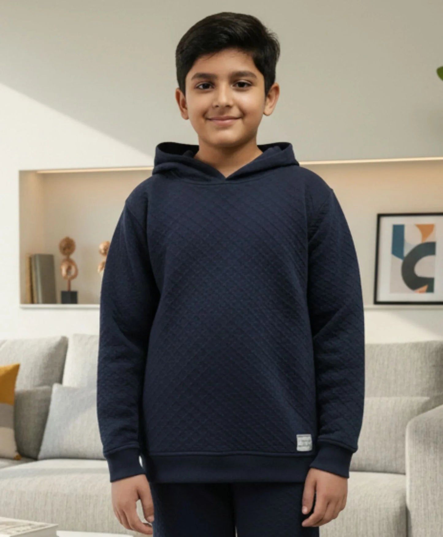MINIMAL ESSENTIALS BOYS FLEECE HOODIE - NAVY
