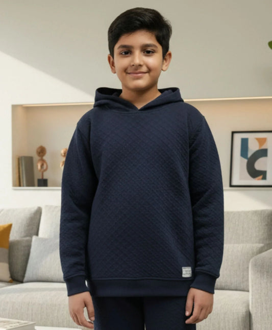 MINIMAL ESSENTIALS BOYS FLEECE HOODIE - NAVY