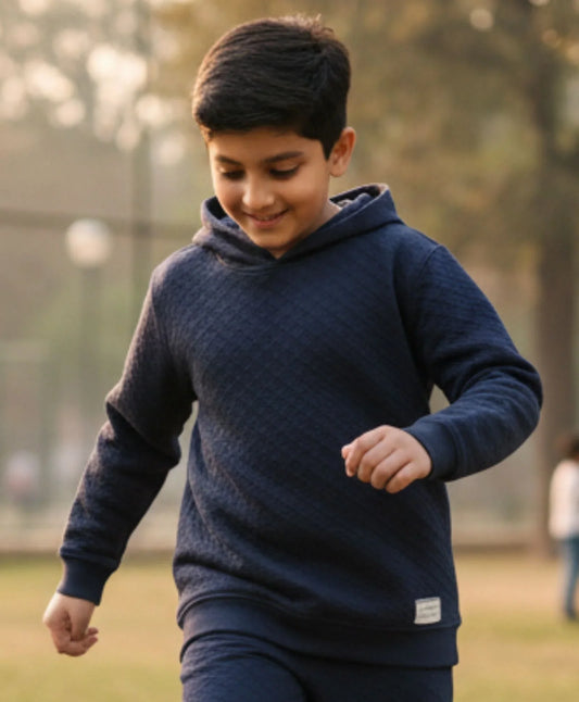 MINIMAL ESSENTIALS BOYS FLEECE HOODIE - NAVY