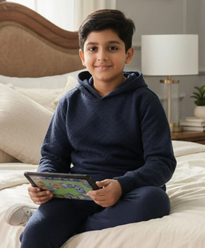 MINIMAL ESSENTIALS BOYS FLEECE HOODIE - NAVY - Anthrilo 