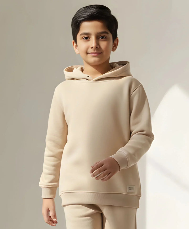NEW ESSENTIALS BOYS FLEECE HOODIE - BEIGE - Anthrilo 
