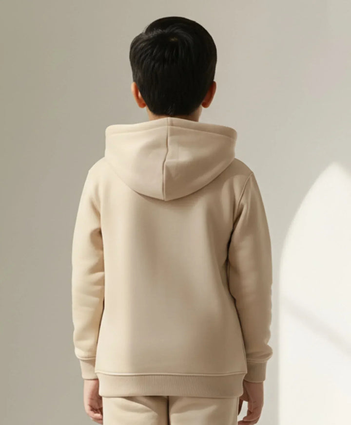 NEW ESSENTIALS BOYS FLEECE HOODIE - BEIGE - Anthrilo 