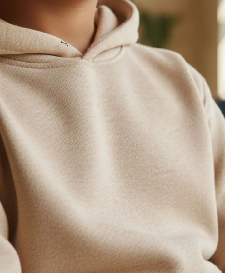 NEW ESSENTIALS BOYS FLEECE HOODIE - BEIGE - Anthrilo 
