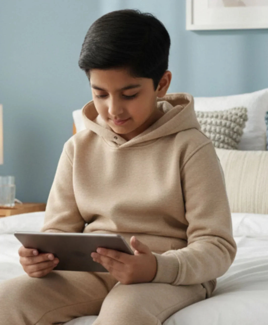NEW ESSENTIALS BOYS FLEECE HOODIE - BEIGE - Anthrilo 