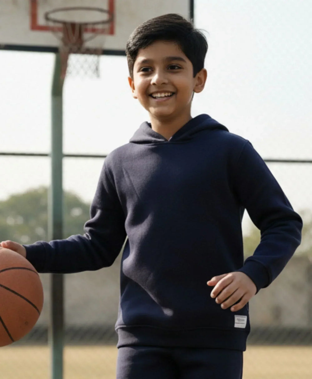 UNBOUND ESSENTIALS BOYS FLEECE HOODIE - NAVY - Anthrilo 