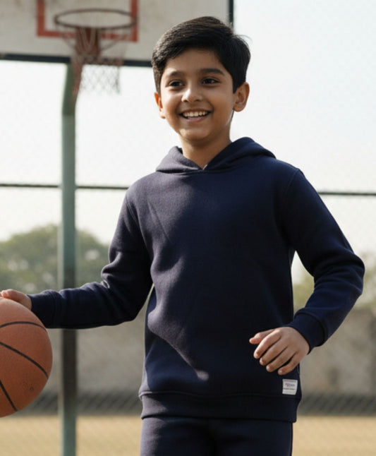 UNBOUND ESSENTIALS BOYS FLEECE HOODIE - NAVY - Anthrilo 