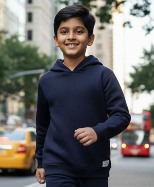 UNBOUND ESSENTIALS BOYS FLEECE HOODIE - NAVY - Anthrilo 