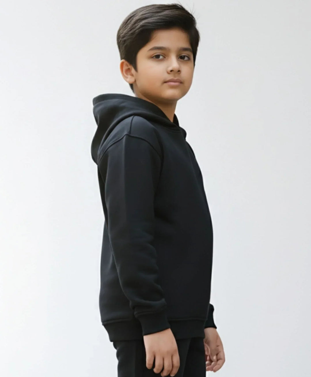 REBEL ESSENTIALS BOYS FLEECE HOODIE - BLACK - Anthrilo 