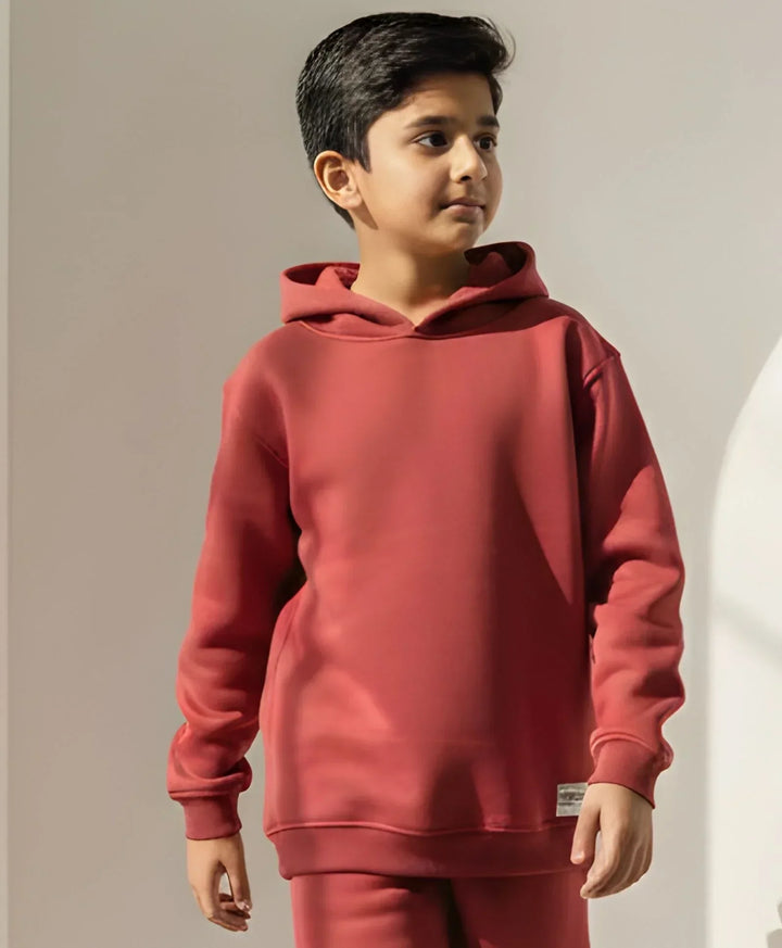 BEYOND BASIC BOYS FLEECE HOODIE - WINE - Anthrilo 