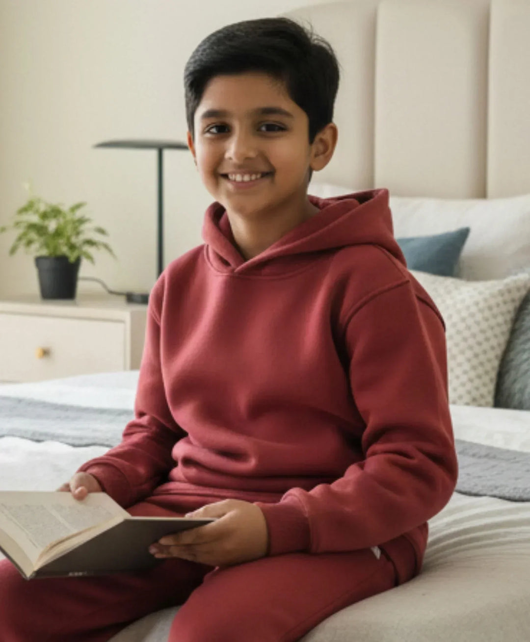 BEYOND BASIC BOYS FLEECE HOODIE - WINE - Anthrilo 