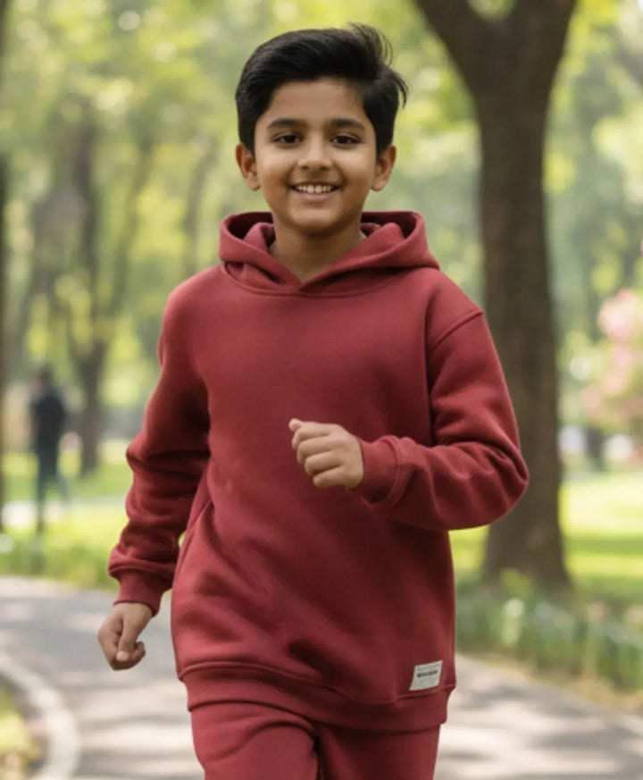 BEYOND BASIC BOYS FLEECE HOODIE - WINE - Anthrilo 