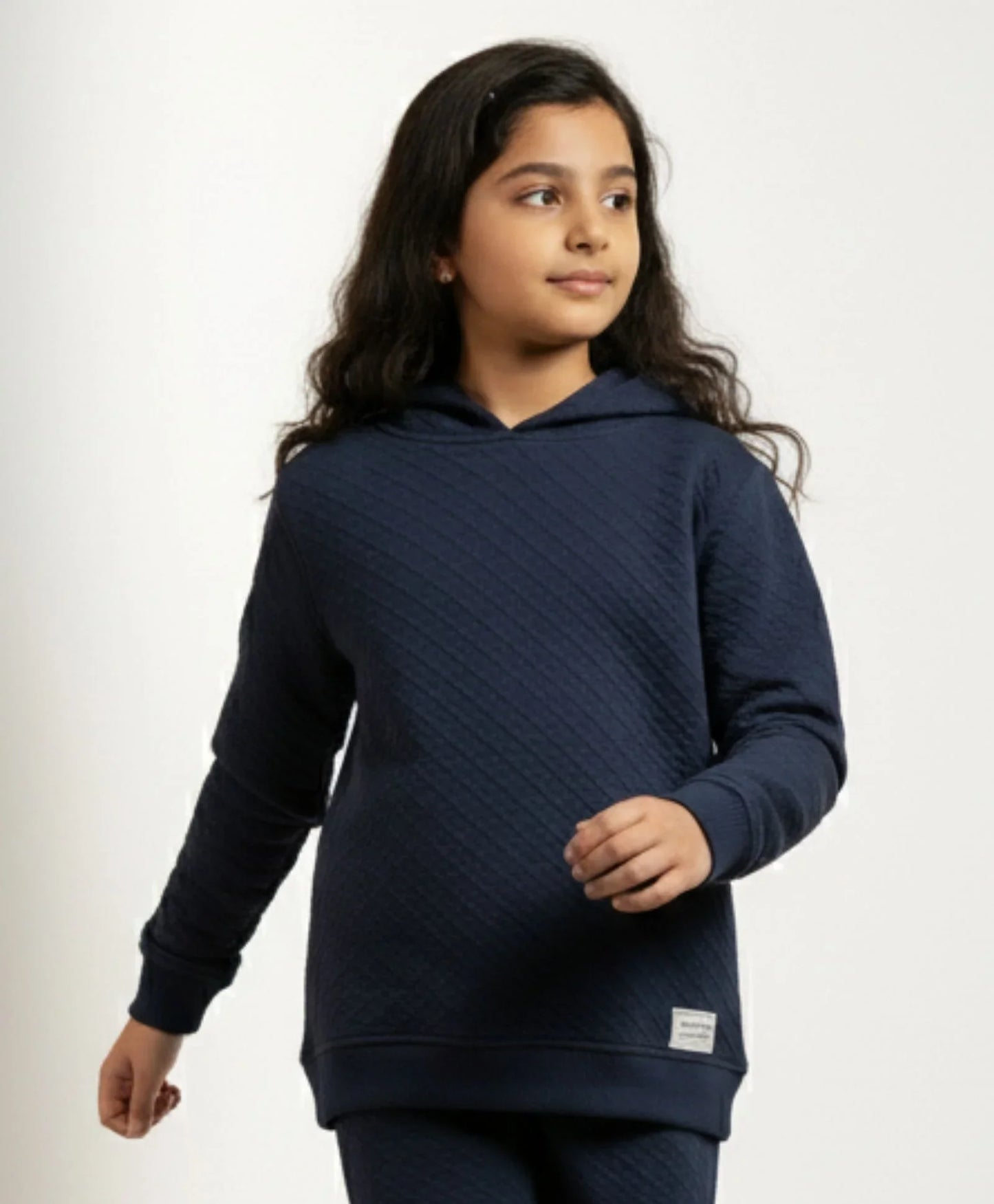 MINIMAL ESSENTIALS GIRLS FLEECE HOODIE - NAVY