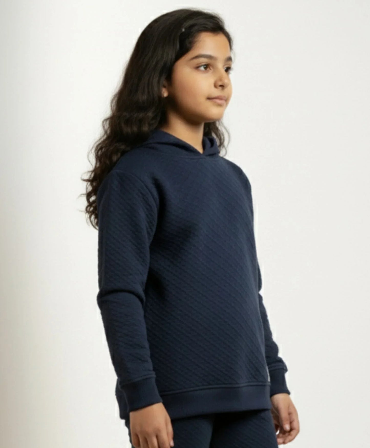 MINIMAL ESSENTIALS GIRLS FLEECE HOODIE - NAVY