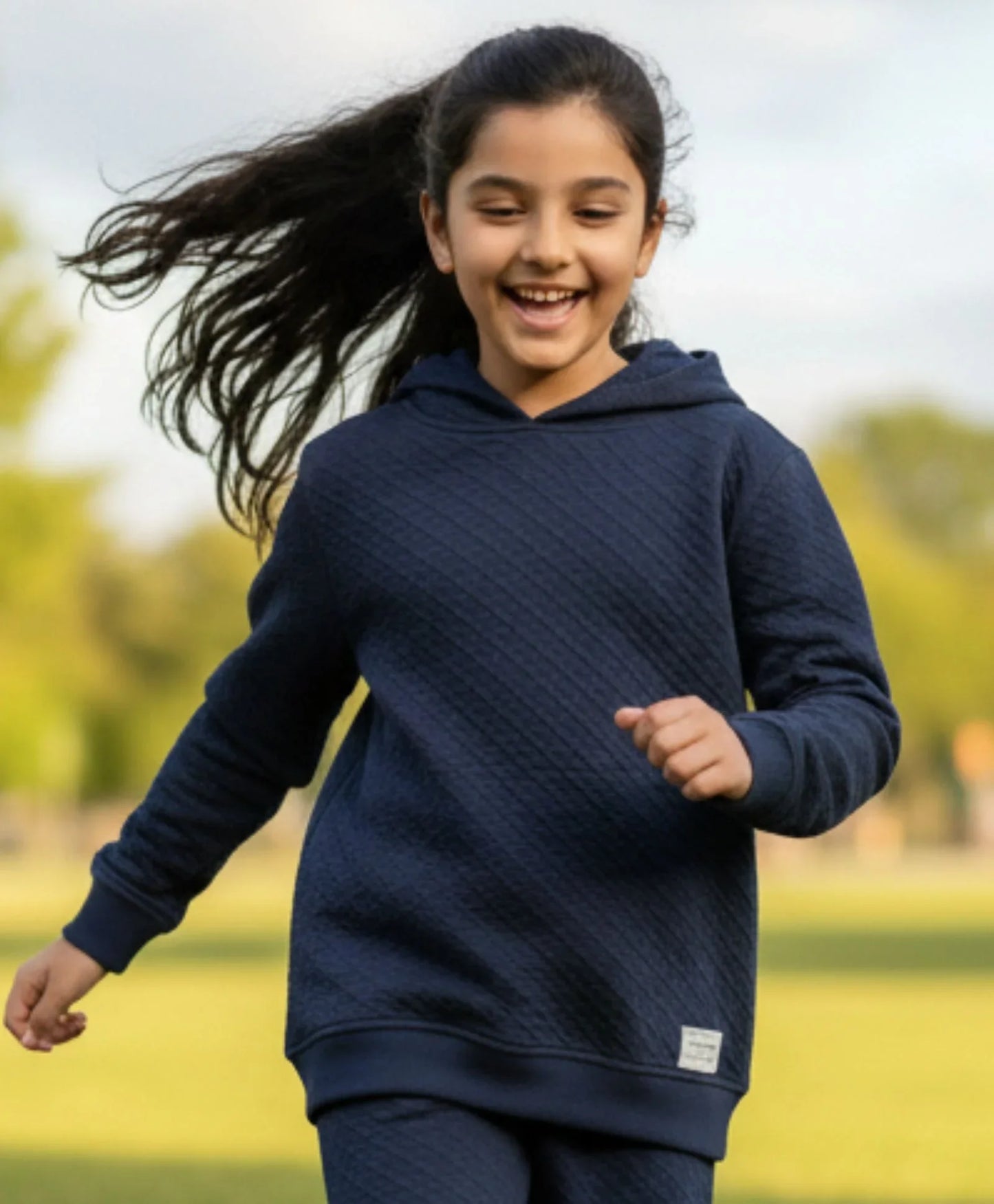 MINIMAL ESSENTIALS GIRLS FLEECE HOODIE - NAVY