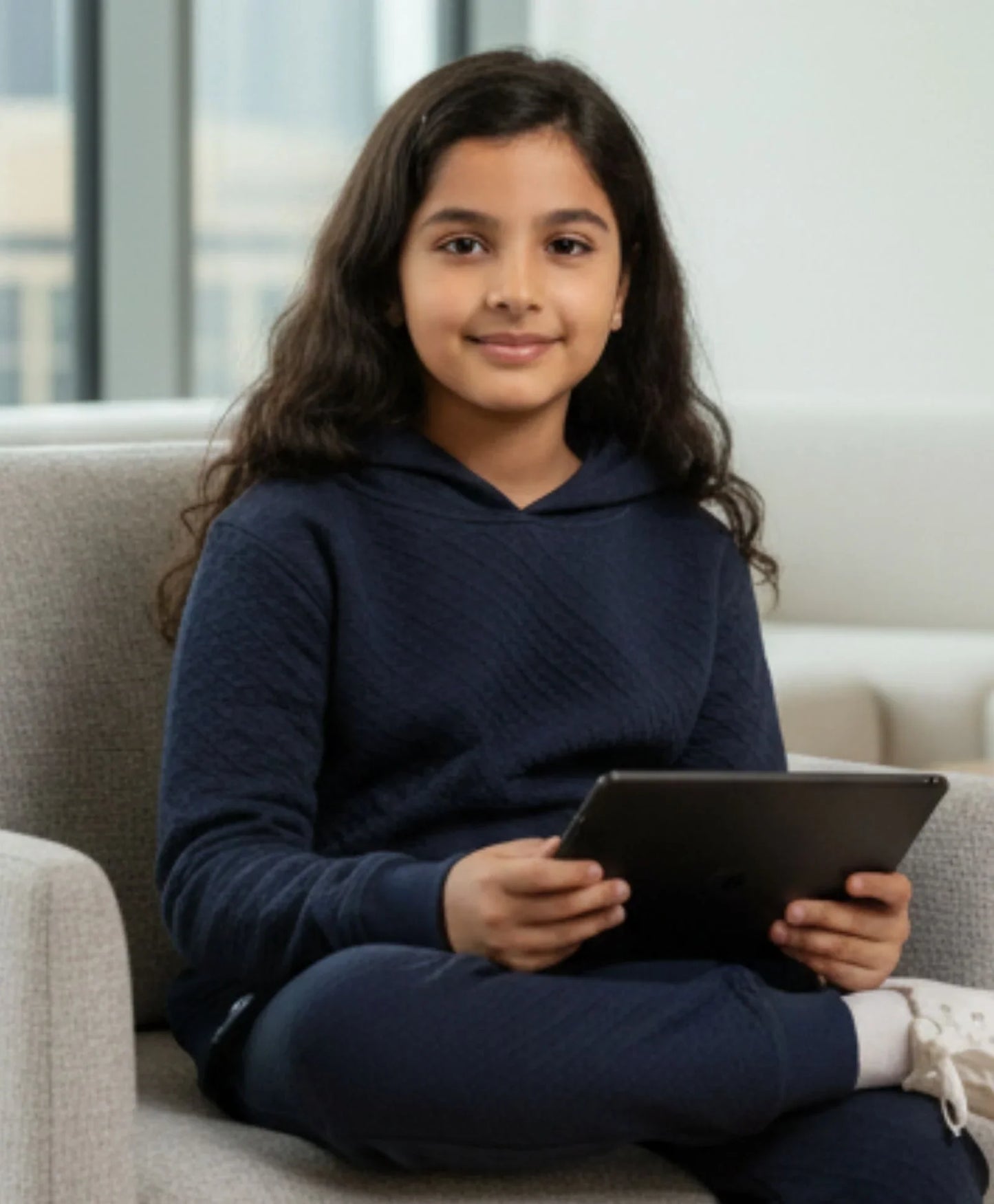 MINIMAL ESSENTIALS GIRLS FLEECE HOODIE - NAVY