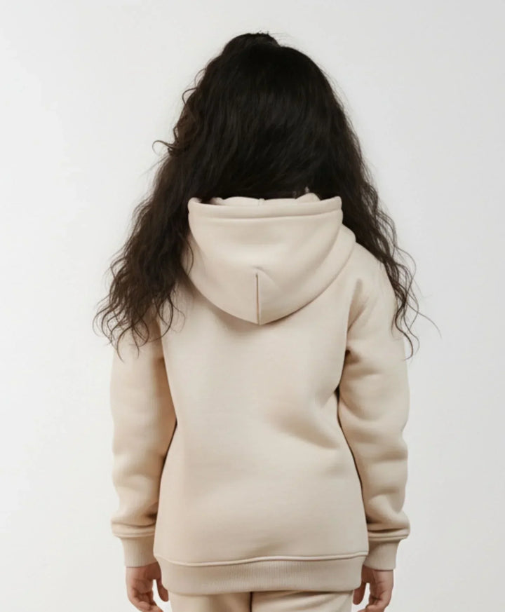 NEW ESSENTIALS GIRLS FLEECE HOODIE - BEIGE - Anthrilo 