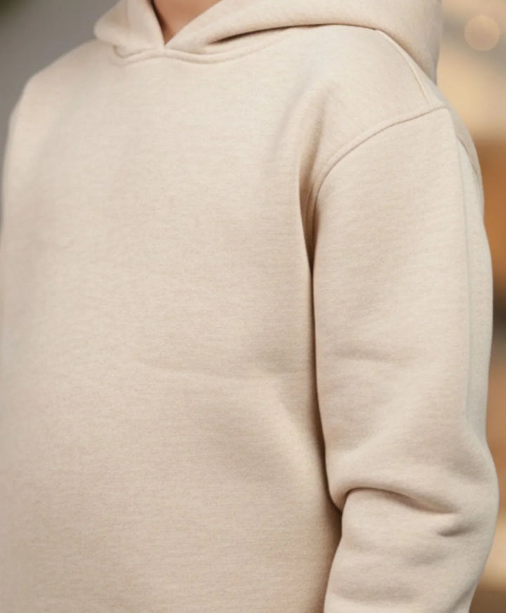 NEW ESSENTIALS GIRLS FLEECE HOODIE - BEIGE - Anthrilo 