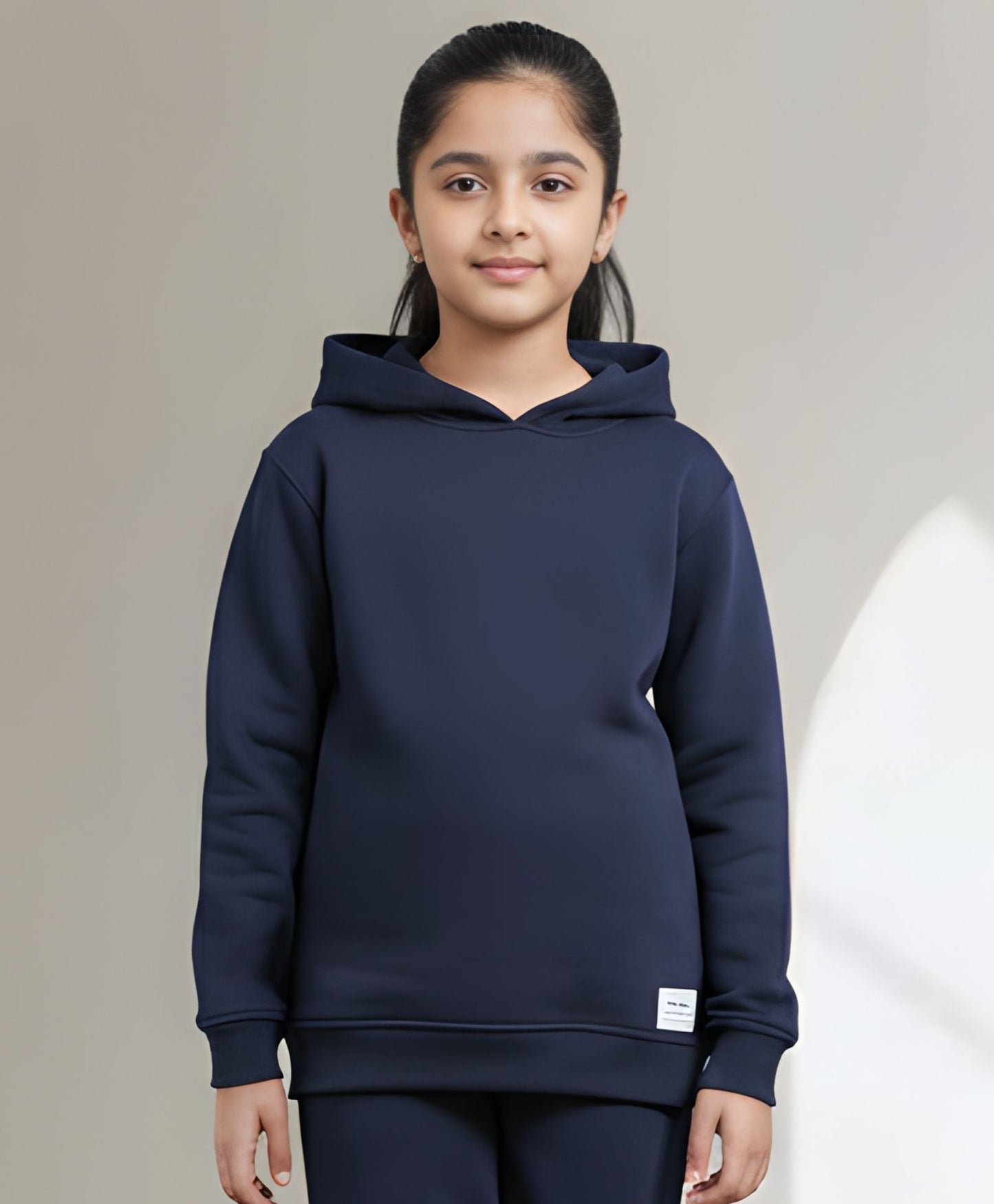 UNBOUND ESSENTIALS GIRLS FLEECE HOODIE - NAVY